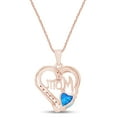 thumbnail image 3 of Blue Topaz & White Diamond Accents MOM Heart Pendant Pendant Necklace in 925 Rose Gold Over Sterling Silver, 3 of 5