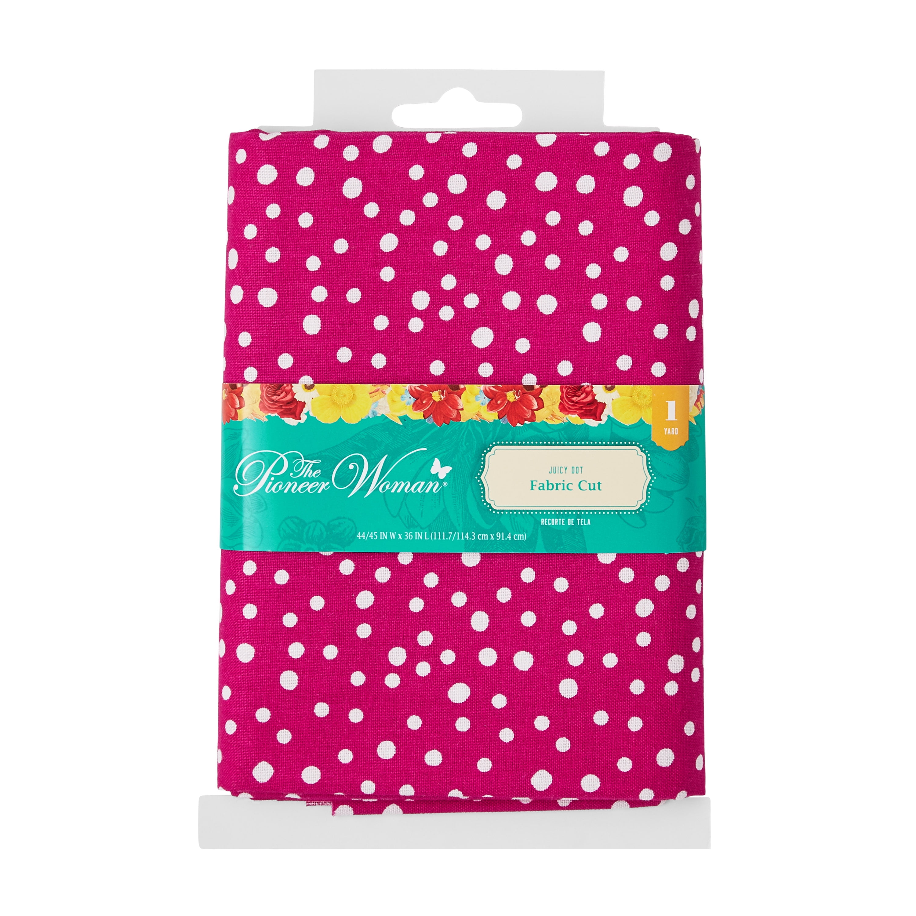 The Pioneer Woman 44' x 1 Yard Cotton Juicy Dot Fabric Precut, Pink