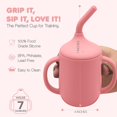 thumbnail image 2 of Sili Monster Silicone Sippy Cup with Straw for Babies Unisex 6+ Months - 1 Pack, Petal Pink, 2 of 6