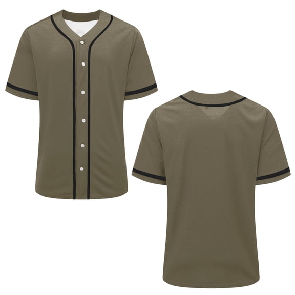 Hurxie Plain Blank Baseball Jerseys for Men Women Adult Hip Hop Hipster Button Down Shirts Sports Uniforms Outfits Army Green,L