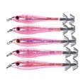 thumbnail image 1 of Kit de señuelos de calamar para pesca, 5 anzuelos de plástico duro para calamar, aptos para agua dulce y salada, 9,5 cm (rosa), 1 of 5