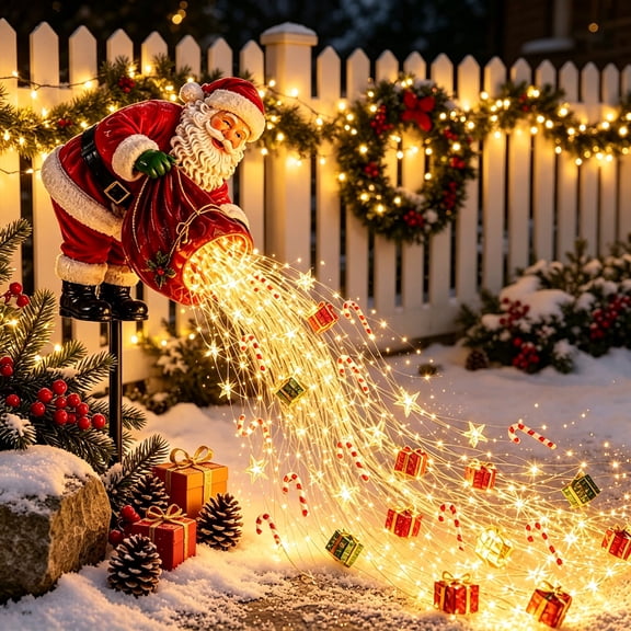 Hometravel Solar Christmas Santa Stake Lights Figurine Style Ground Lamb Christmas Decoration Outdoor for Yard Lawn Pathway Porch Display Holiday Gathering