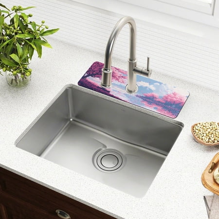 

Cherry Blossom Trees with Falling Petals Faucet Mat for Kitchen Sink 15 Sink Splash Guard Mat Super Absorbent Fast Drying Drain Pad
