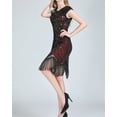 thumbnail image 4 of Whitewed 1920's Flapper Themed Dinner Engagement Party Wear Dress Clothes Outfit Burgundy, 4 of 6