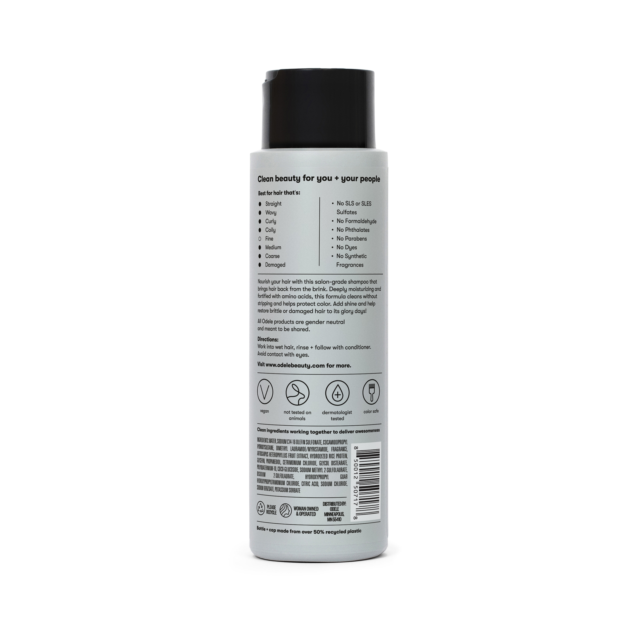 Odele Moisture Repair Shampoo for Dry + Damaged Hair, Silicone + Sulfate Free, 13 fl oz