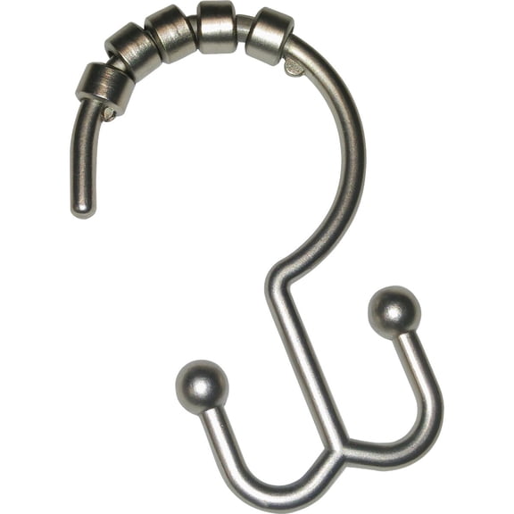 Zenith Home Zenith Double Roller Shower Curtain Hook Brushed Nickel - Double-Sided - 12 Count — Interior & Exterior Use, Professional Finish