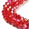 thumbnail image 3 of 20 Strand Opaque Solid Color Electroplate Glass Beads Strands AB Color Plated Faceted Bicone Red 4x4mm Hole: 0.8mm 82~85pcs/strand 12.01~12.2 inch(30.5~31cm), 3 of 4
