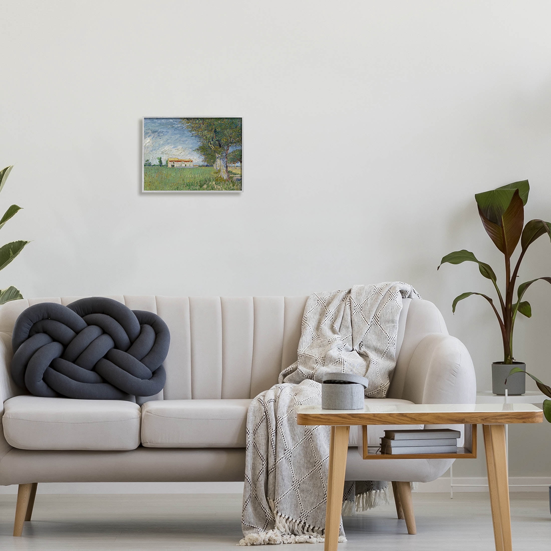 Farmhouse In The Corn Van Gogh Landscape Landscape Painting Gray Framed Art Print Wall Art