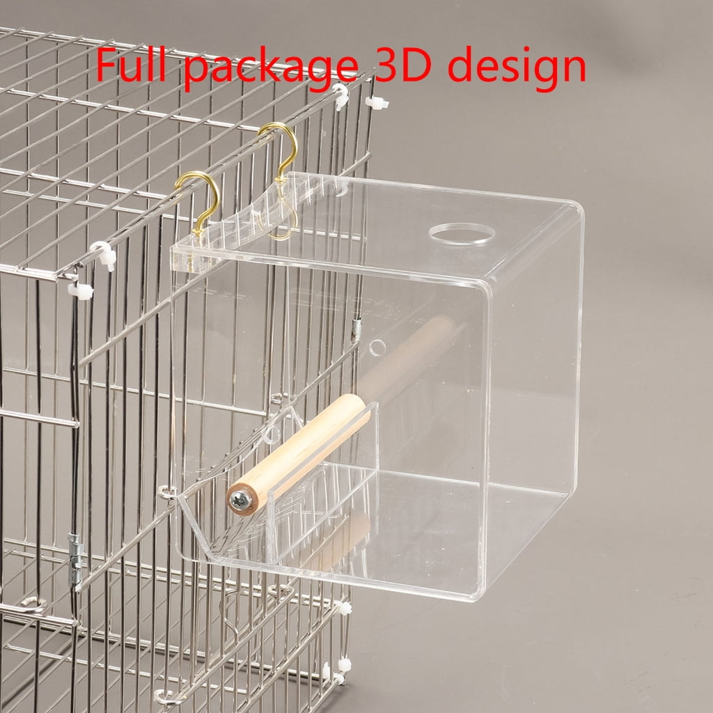 YongCo Budgies Feeding Box Food Dispenser Antispill Parrots Food Feeding House Birds Cage Feeder Clear Food Container