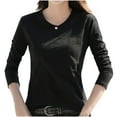 thumbnail image 1 of Plebaso Chemises à Manches Longues pour Femmes Col Rond Bas Confortables Hauts Décontractés Couleur Unie Blouses pour Femmes M-4TG, 1 of 3