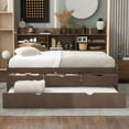 thumbnail image 2 of Euroco Wood Full Size Daybed with Shelf, Trundle, Wood Captain Bed with 3 Drawers and Trundle for Bedroom, Espresso, 2 of 14