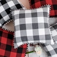 thumbnail image 6 of PiccoCasa 2Pcs Pompoms Buffalo Retro Plaid Throw Pillow Covers, Decorative Cushion Covers, 18"x18", Gray and White, 6 of 8