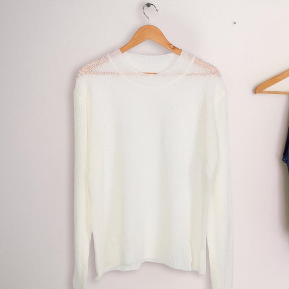 PAMINGONO Beach Sweaters For Women Knit Sweater White 1Pack