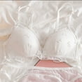 thumbnail image 3 of Guluxicc Lace Bras for Women No Underwire Triangle Bralette Wireless Comfortable Bra Push Up Bras, White, M, 3 of 4
