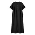 thumbnail image 4 of ClodeEU Women's Crew Neck Short Sleeve Maxi Dress with Pockets,Casual Loose Summer Vacation Dress Black,Women's Plus XL, 4 of 7