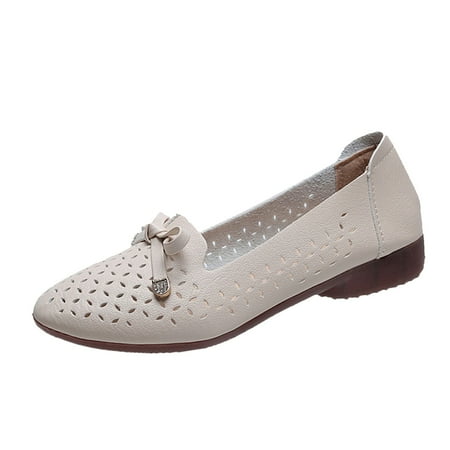 

Wesracia Fashion Summer Women Casual Shoes Hollow Breathable Bow Comfortable Shallow Mouth