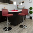 thumbnail image 4 of Contemporary Burgundy Vinyl Adjustable Height Barstool with Rolled Seat and Chrome Base, 4 of 6