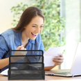thumbnail image 2 of Metal Mesh Desktop Organizer File Folder Letters Magazine Holder for Home Office (Black), 2 of 4