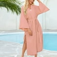 thumbnail image 2 of Taqqpue Women's Soft Robes Long Bath Robes Full Length Kimonos Sleepwear Dressing Gown, Beach Kimono Swimsuit Cover Up Tassel Trim Belted Long Beach Dress, 2 of 6