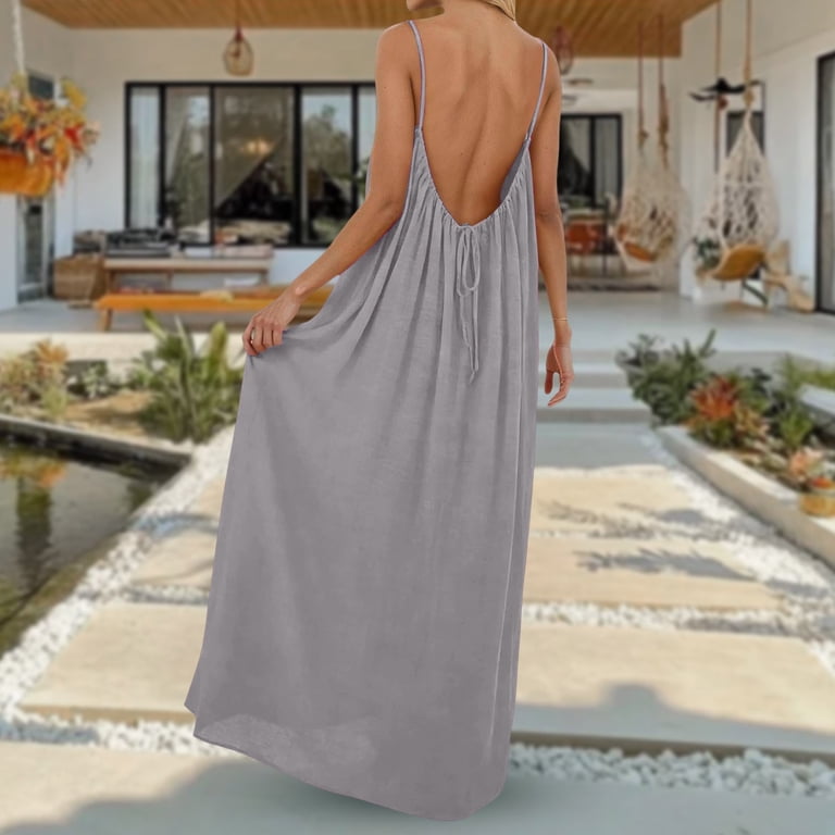 loose fitting backless dress Women's Dresses Stella Fit and Flare Backless Dress White M by Selfie Leslie Clearance