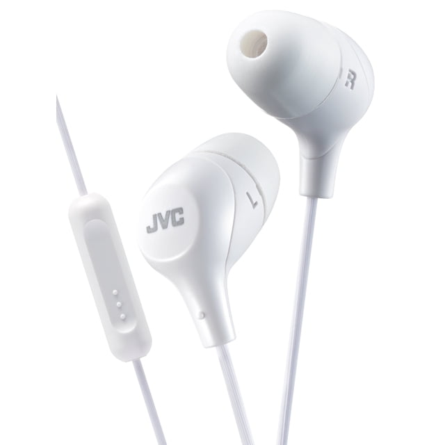 Auriculares JVC Marshmallow Memory Foam con micrófono HAFX38MW, color blanco