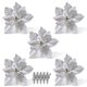 thumbnail image 2 of Bewildely 15/5 uds, polvo de brillo de flores artificiales de Navidad, adornos de árbol de Navidad DIY, flores falsas, decoraciones de Año Nuevo de Kits de decoración para fiestas plata 5PCS, 2 of 6