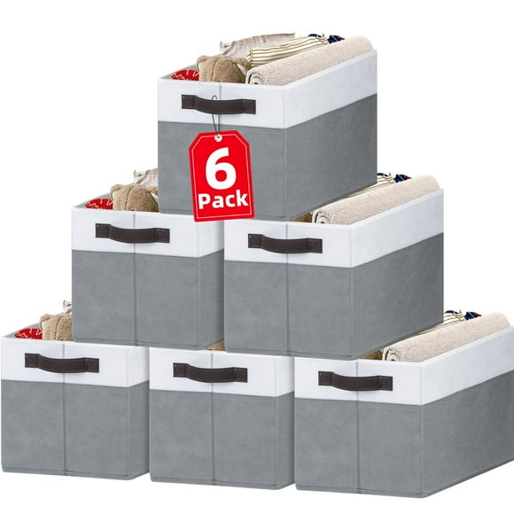 Organizadores de armario y cestas de almacenamiento Criusia, paquete de 6, color blanco