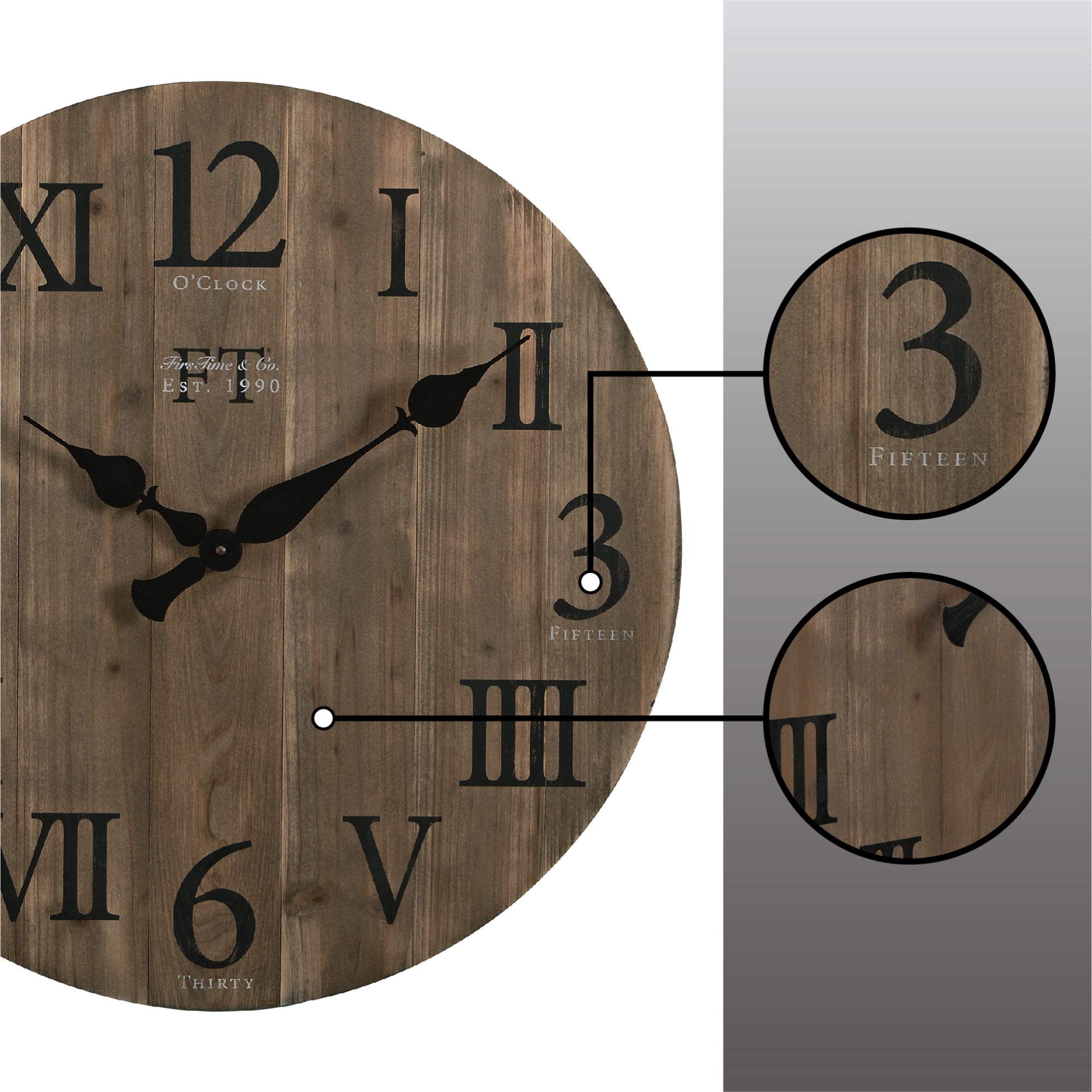 FirsTime & Co. Brown Rustic Barn Wood Wall Clock, Rustic, Analog, 24 x 2 x 24 in