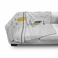 thumbnail image 3 of Yellow Submarine Soft Flannel Fleece Throw Blanket, Submarine Fish and a Treasure Chest on the Sea Bottom Print, Cozy Plush for Indoor and Outdoor Use, 50" x 70", White and Earth Yellow, by Ambesonne, 3 of 6