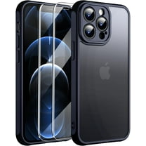 [3 in 1 for iPhone 12 Pro Max Case, [Anti-Yellowing] [Military-Grade Protection] [with 2 pcs Screen Protector] Full-Body Matte Protective Phone Case. (Black)