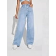 thumbnail image 3 of Vintage Washed Loose Straight Leg Jeans Women'S High Waist Casual Denim Trousers Comfortable Everyday Chic Pants Straight Leg Jeans For Women, 3 of 9
