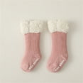 thumbnail image 2 of Rumantou Toddler Socks Toddler Socks Baby Boy Girl Ankle Crew Socks With Grips Toddler Kids Unisex Fleece Lined Warm Thick Cotton Socks Back to School for 1-3 Years,Pink, 2 of 5