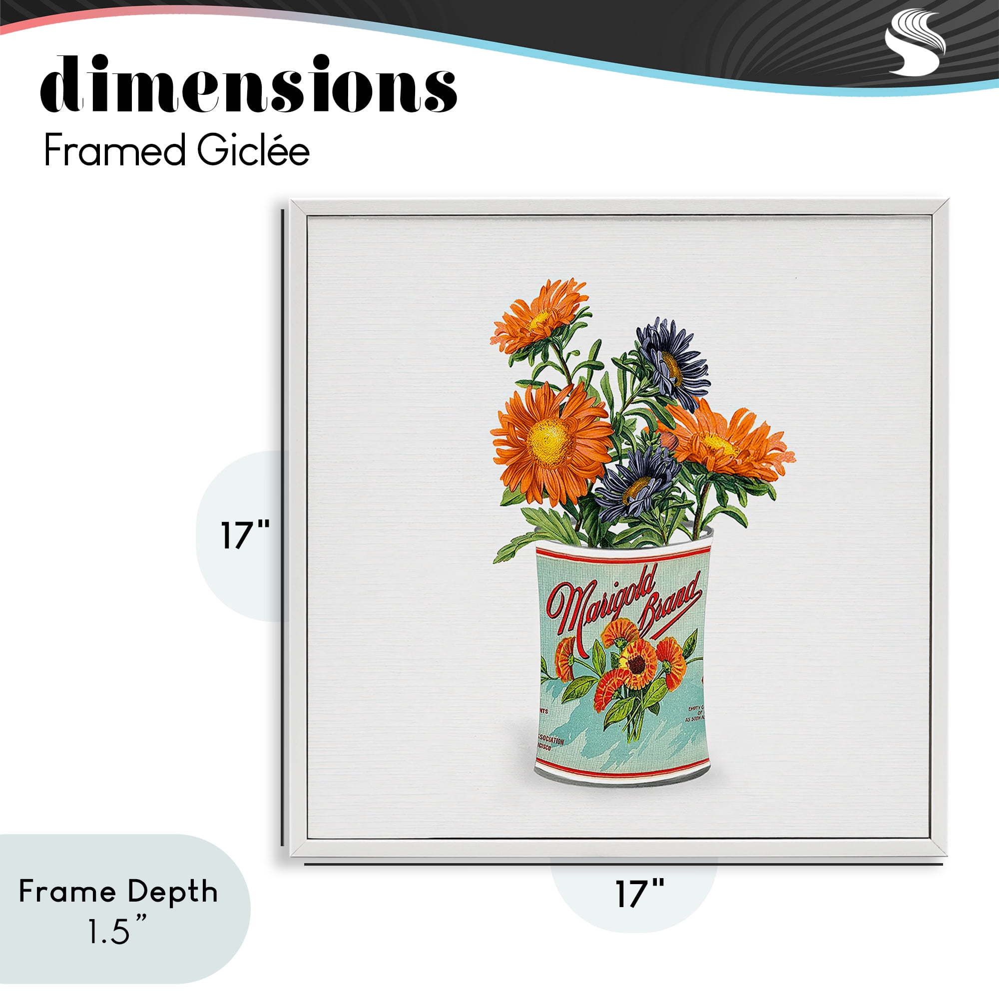 Stupell Industries Nostalgic Marigold Tin Bouquet White Framed Giclee Art, design by Val Rhodes