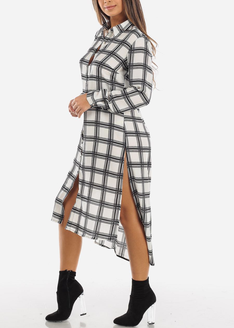 plaid maxi shirt