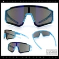 thumbnail image 2 of Boys Color Mirror 80s Paint Splatter Print Plastic Rimless Shield Sport Sunglasses Blue - Navy Mirror, 2 of 8