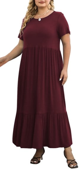 Women Spring/ Winter Plus Size Maxi Dress with Long Sleeve Women Spring/ Winter Plus Size Maxi Dress with Long Sleeve