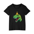 thumbnail image 3 of RXIRUCGD T-shirt en Coton pour Enfants Garçons Filles Mode Mignon Col Rond Imprimé Tee Manches Courtes (Noir, Taille : 5 Ans), 3 of 5