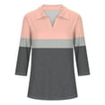 thumbnail image 4 of Rezuofi Women's 3/4 Sleeves V Neck Polo Shirts 2025 Basic Collar Cute Tees Dressy Casual Color Block Tops Blouses Work Shirt, 4 of 4