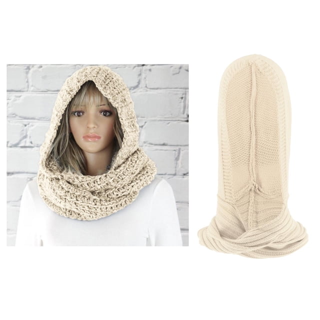 Bufanda con capucha de punto Soledad invierno beige
