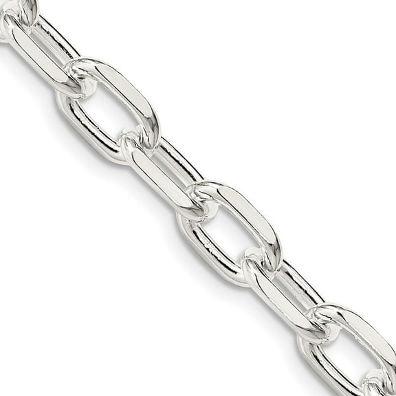 Auriga Fine Jewelry 925 Sterling Silver 7.5 mm Diamond-cut Long Link Cable Chain Necklace for Mens 18"