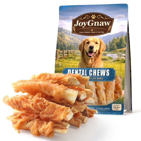 JoyGnaw Chicken Wrapped Beef Cartilage, Natural Dental Chews for All Dogs, 11 oz