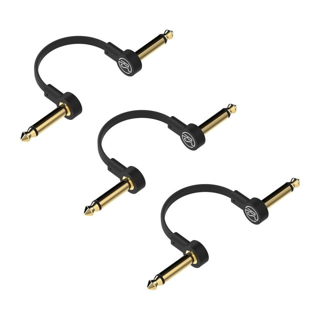 Cables de Conexión para Guitarra Rock Stock Negro Ultrafinos 12 Pulgadas