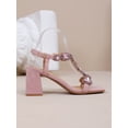 thumbnail image 5 of Trendin Mode Women's Rhinestone Block Heel Sandals – Square Toe Faux Suede Ankle Strap Dress Heels for Party Wedding Vacation, 5 of 8