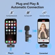 USB-C Mini Wireless Lavalier Microphone,2 Pack Professional Lapel Mics for Recording,Clip-on Mic with Noise Reduction,Lav Mic for Interview TikTok Vlog YouTube