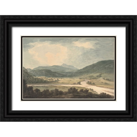 Alpenglow Workshop 14x11 Black Ornate Wood Framed with Double Matting Museum Art Print Titled - River Lands