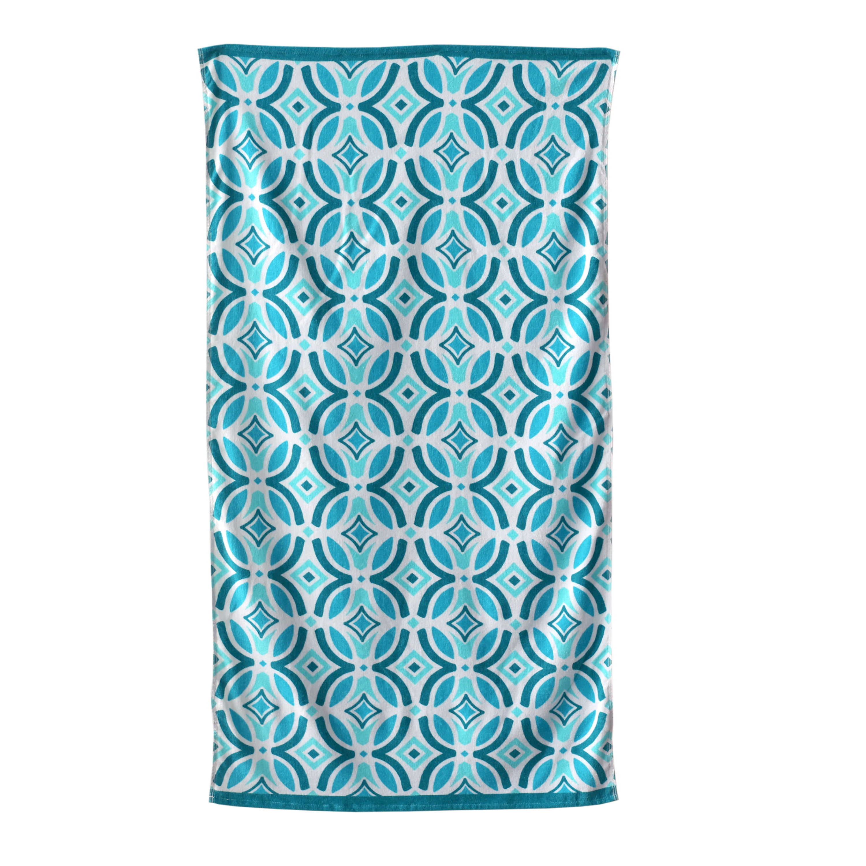 Mainstays Velour Beach Towel, Boho Mdln, Teal, 28x60