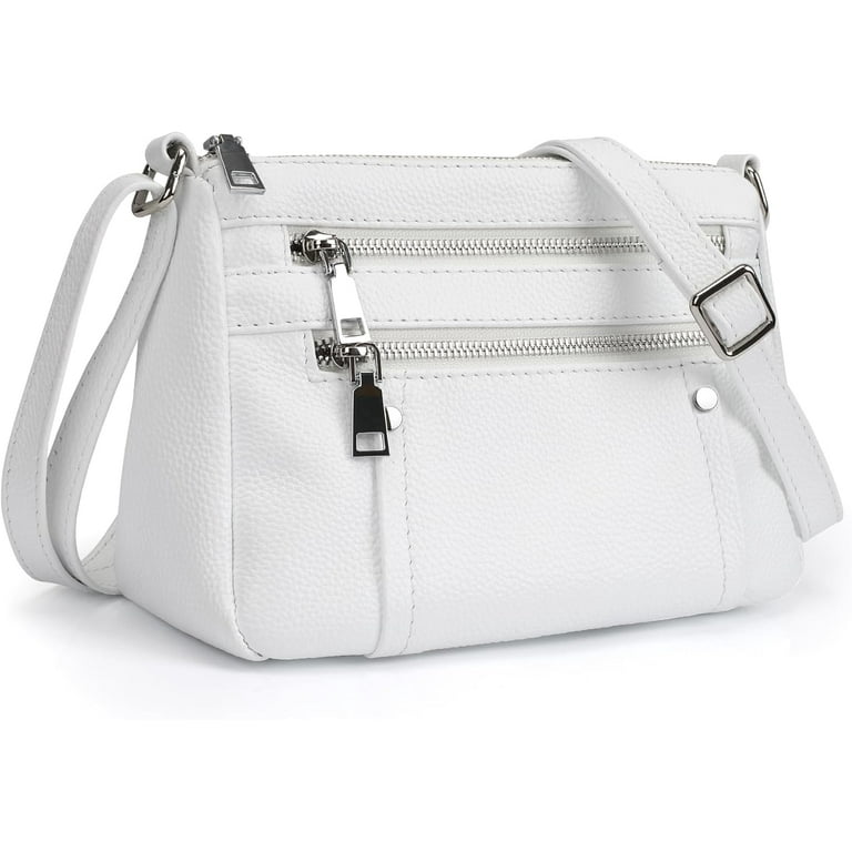 Genuine Leather Small Crossbody Bags Purses for Women Pocketbooks Shoulder Bag Satchel Purse with Multi Zipper Pockets