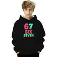 thumbnail image 4 of Kids Hoodies Sweatshirts 6 7 Six Seven Letter Hoodies Sweatshirts Comfortable Boys Graphic Print Hooded Sweatshirt Pullover Jacket With Pocket For Outdoor Activities Black 110(5-6 Years), 4 of 8