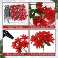 thumbnail image 5 of (Clearance) BNNG 7 Heads Red Artificial Poinsettia Bushes Artificial Flowers Christmas Velvet Silk Poinsettias Flowers Floral for Xmas Tree Ornament Table Centerpiece Fillers Porch Decorations, 5 of 9
