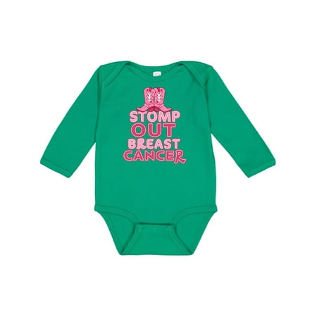 

Inktastic Stomp Out Breast Cancer with Pink Cowgirl Boots Gift Baby Boy or Baby Girl Long Sleeve Bodysuit